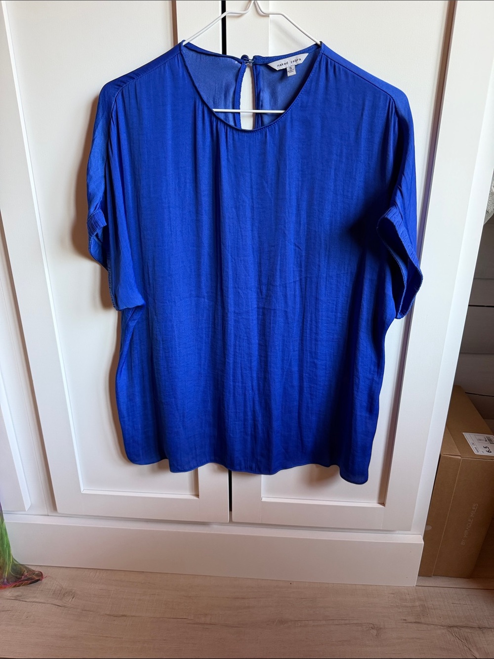Eloquii Cobalt Blue Short Sleeve Keyhole Blouse